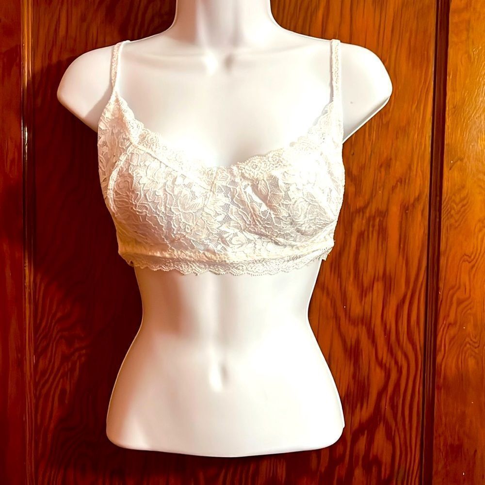 Elan White Stretch Lace Bralette Sz L